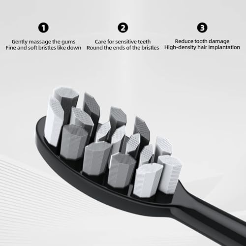 Image of Seapeoa Adult Sonic Electric Toothbrush with 10 Brush Heads, Travel Case, and Wall Bracket, Suitable for Both Adults and Kids, IPX8 Waterproof, USB Charging, 42000VPM, Black