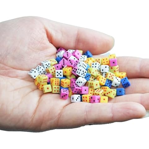 SmartDealsPro 100 Assorted 1/5" 5mm D6 Mini Dice Game Dot Square Dice Set Cover