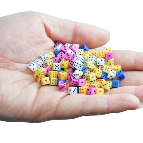SmartDealsPro 100 Assorted 1/5' 5mm D6 Mini Dice Game Dot Square Dice Set
