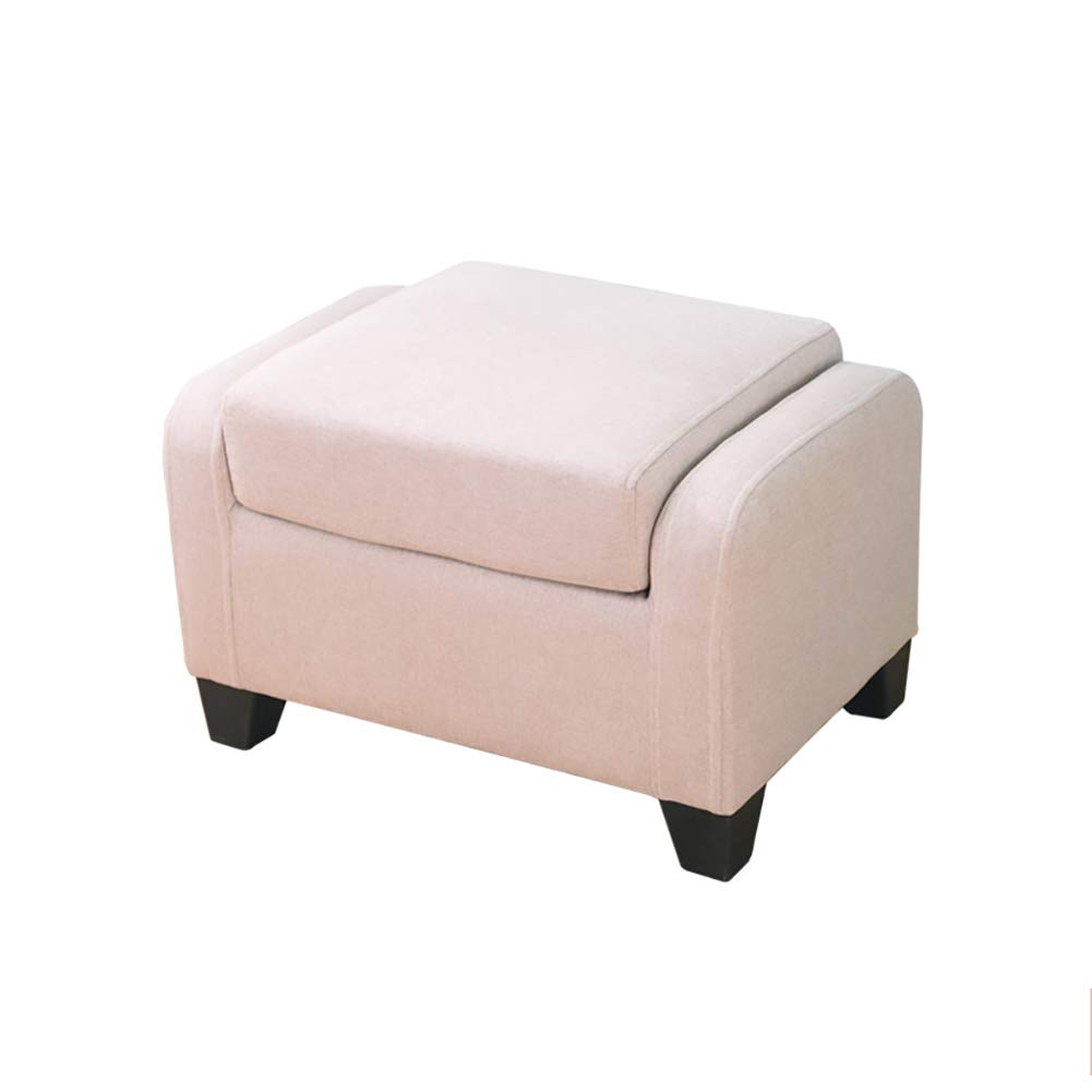 BAICHEN Ottoman stool Upholstered Footstool Pouffe Chair Multifunctional children's sofa,58x40.5cm,Beige