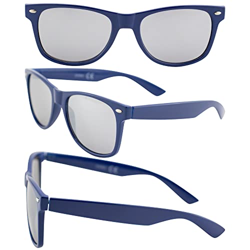 AlterImage Jive Sports Retro Sunglasses for Men or Women 4 Pair Blue Brown Black Frames w/Flash Mirror Brown Smoke Lenses