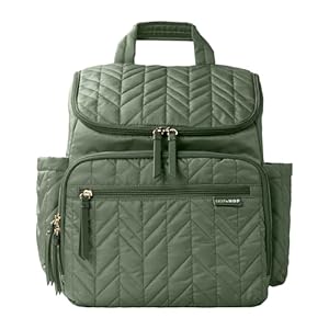 Skip Hop Diaper Bag Backpack: Forma, Multi-Function Baby Travel Bag with Changing Pad & Stroller Attachment, Sage