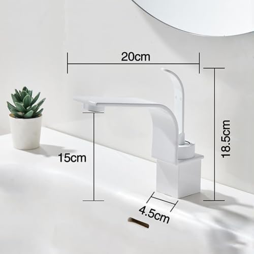 Mitigeur de lavabo blanc laiton robinet moderne levier unique sans fuite - 5