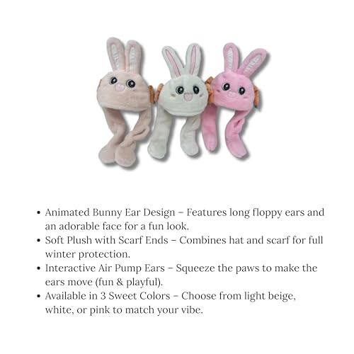 Carrot Bunny Plush Hat with Moving Ears – Soft Sound Hat with Long Scarf Flaps, 3 Color Variations4