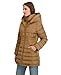 Laundry by Shelli Segal Women's Windbreaker Puffer Coat– Mid-Length Fit & Flare Jacket, Side Velvet Tape, Toffee, Large