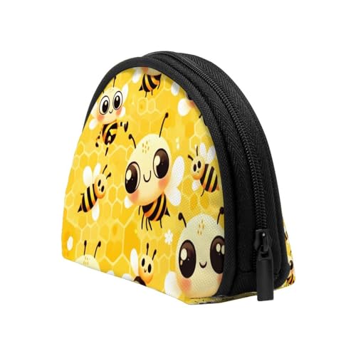 Portable Coin Purse Bee-Honeycomb-Cute Mini Zippered Money Pouch Card Holder4