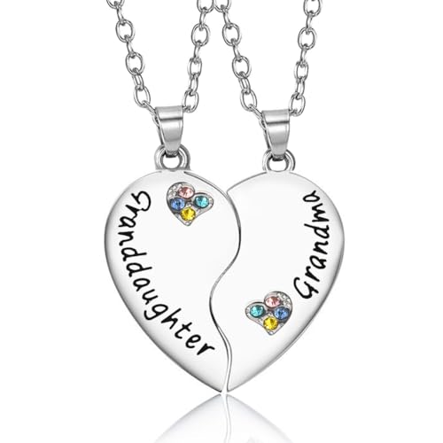 Sisadodo Heart Matching Necklaces for Mother Daughter Birthday Christmas Gifts for Sister Grandmother Granddaughter Gifts for Women