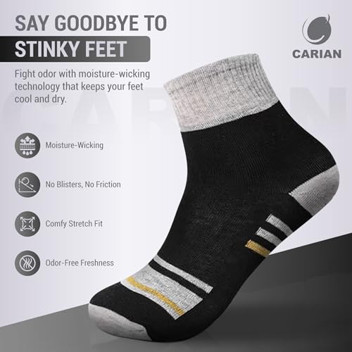CARIAN Cotton Crew Socks 5 Pairs – Soft Breathable Striped Athletic Ankle Socks for Women & Men – Colorful Comfortable Everyday Casual Wear2