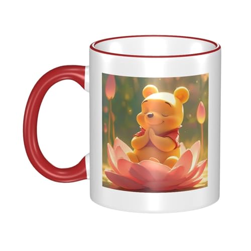 ク マのプーさん マグカップ コーヒーカップ セラミック大容量 大きい かわいい おしゃれ 人気 アニメ キャラクター 330ml 陶器 電子レンジ温め対応 耐熱 耐冷 Red