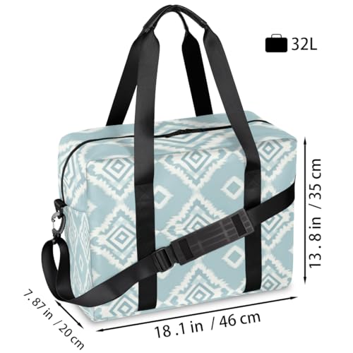 Light Blue Rhombus Travel Duffel Bag for Men Women Argyle Print Sports Gym Bag Waterproof Weekender Overnight Bags Foldable Carry on Backpack for Swim Yoga Fitness Workout2