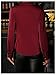 SweatyRocks Women's Deep V Neck Satin Blouses Long Sleeve Tie Waist Asymmetrical Wrap Shirt Tops Burgundy Large