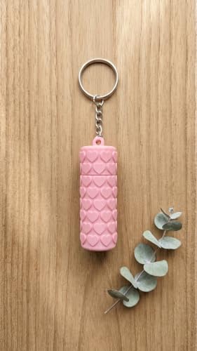 Image of 3D Printed Heart Lipstick Holder Keychain | Portable Lip Balm & Lipstick Case with Screw Cap | Cute Travel Makeup Accessory | Pink