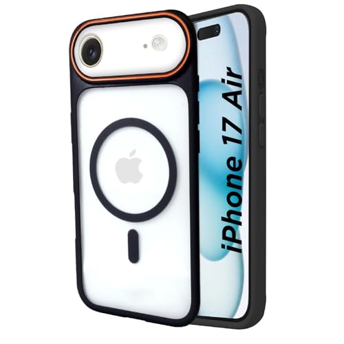 Image of AIBEX Magnetic Compatible Shockproof Case for iPhone 17 Air - Slim Protective Back Cover with Camera Lens Protection, Strong Magnetic Support, Anti-Slip Grip, Military Grade Drop Protection (Black)