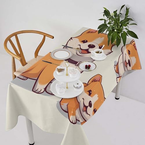 Nappe de table rectangulaire imprimé chien Shiba Inu lavable en cuisine - 3
