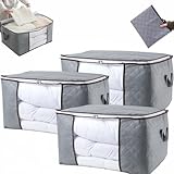 Kit C/3 Bolsas Organizadoras Edredom Multiuso C/Zíper, Visor Transparente, Tecido Premium, Alças Laterais, Dobrável e Empilhável - Ideal para Roupas de Cama, Sapatos e Brinquedos - Vende Mais