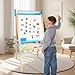 Ranqibo Wooden Adjustable Kids Easel, Learning Toy for Boys and Girls Aged 3-4 4-8 8-12, Wooden Blackboard & Magnetic Whiteboard & Drawing Paper Holder, 2 Drawing Paper Roll