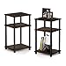 Furinno Just 3-Tier Turn-N-Tube End Table / Side Table / Night Stand / Bedside Table with Plastic Poles, 2-Pack, Columbia Walnut/Black