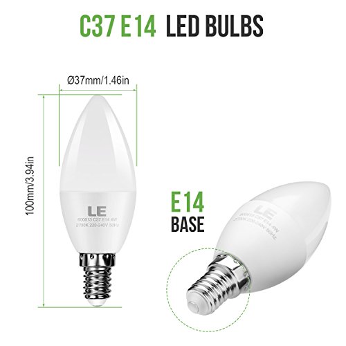 LE 10 Lampadine LED a candela 4W C37 E14, Pari a