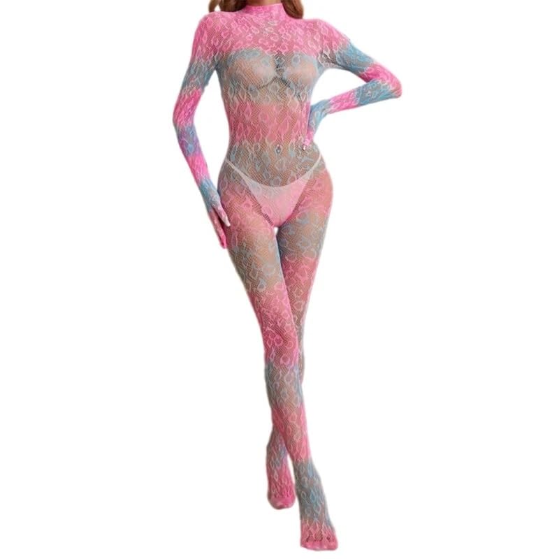 Image of GirlFriend Lingerie Lovely Deep V Neck Teddy Babydoll Mesh Nightwear for Women Mesh Badydoll Fishnets Dresses See Through Gown Lingerie Chemise Bodysuit One Piece Transparent