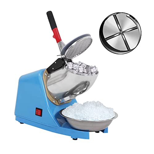 110V Electric Ice Shaver Crusher,Portable Stainless Steel 4 Blades Ice Shaved Machine,300W 2200RPM Snow Cone Maker Shaved Ice Maker with Ice Plate,220lbs/hr for Home and Commercial Use