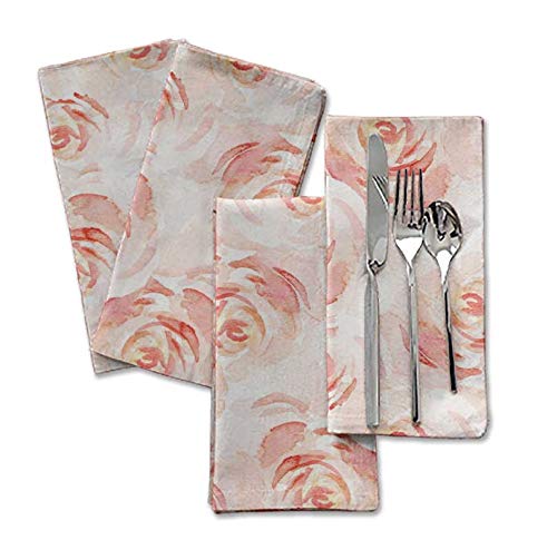 Linge de table lavable basique quotidien S4Sassy en coton rose floral x6 - 3