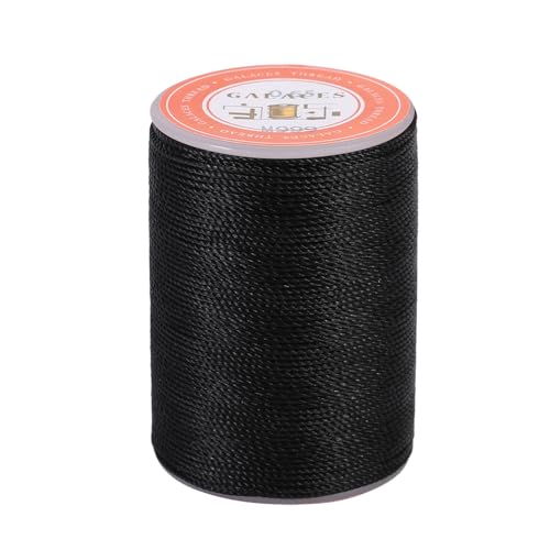 Hilo encerado para cuero, poliéster, negro, 0.65 mm diámetro miniatura 2