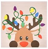 Gift Boutique - 100 Count Christmas Reindeer Cocktail Beverage Napkins Holiday Winter Lights Reindeers Antlers Disposable Paper Napkin Xmas Dessert Napkins for Tableware Party Supplies Decorations