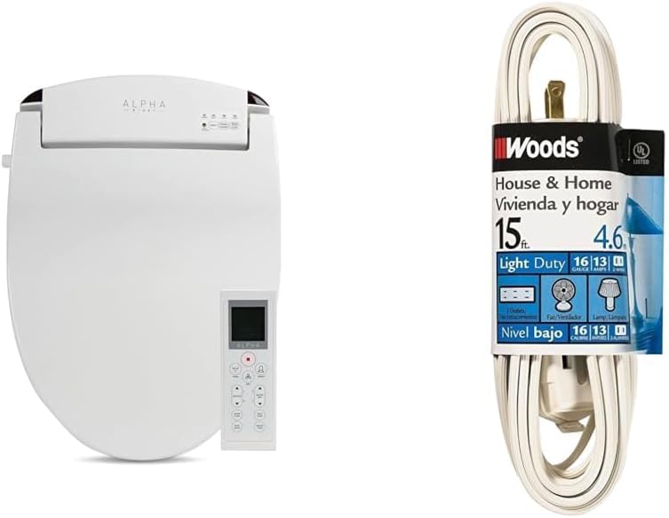 ALPHA BIDET JX2 Elongated Toilet Seat with Endless Warm Water, LED