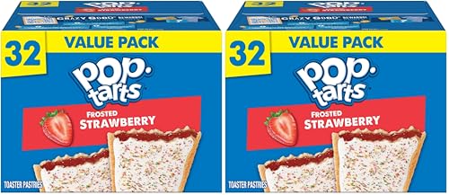 Image of Pop-Tarts Toaster Pastries, Breakfast Foods, Kids Snacks, Family Pack, Frosted Strawberry, 54.1oz Box (32 Count) (Pack of 2)