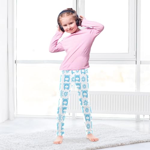 Cartoon Cow Blue Flower Girls Casual Leggings for Kids Printed Long Pant Bottoms Stretch and Soft4