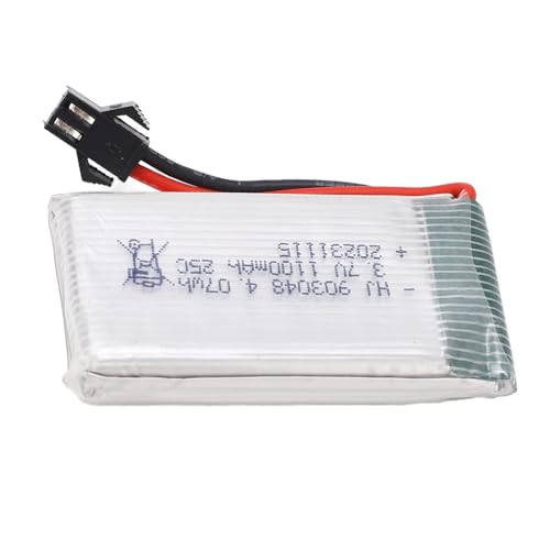 RC-Flugzeug-Lithium-Akku, 3,7 V, 1100 MAh, Leichtes, Langlebiges Gehäuse, Drohnen-Lipo-Akku mit Schwarzem SM-Stecker für H5P X5SW