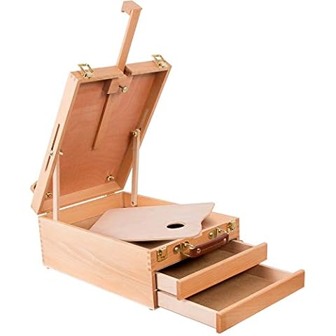 Kuyal Art Supplies Box Easel Sketch Box Painting Storage Box-Adjustable Design with Large 2-Drawer(2-Drawer Box Easel) Cover