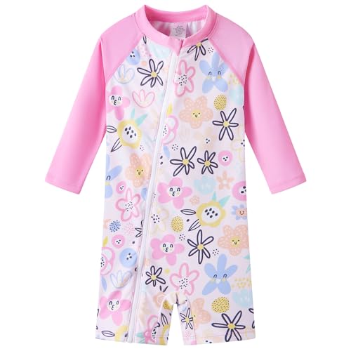 Image of UMELOK Baby Girl One Piece Swimsuit Infant Rash Guard Bathing Suit