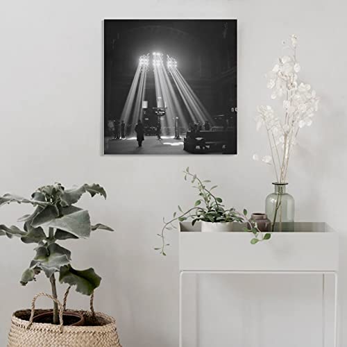 Vintage Train Station Chicago Illinois Union Train Station Black And White Photography Art Poster Wall Decoration Posters Canvas Painting Wall Art Poster For Bedroom Living Room Decor28X28Inch(70X70Cm #TOP3