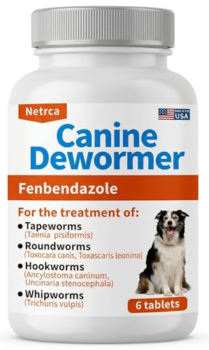 Canine Dewormer (Fenbendazole) for Roundworms Hookworms Tapeworms & Whipworms 6 Chewable Tablets