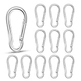12 Pack Spring Snap Hook Heavy Duty Snap Carabiner Clip for Outdoor Camping Hiking Fishing Traveling Swing Hammock Set 2 Inch Snap Hooks for Gym Quick Link Keychain Carabiners Spring Clips (Silver)