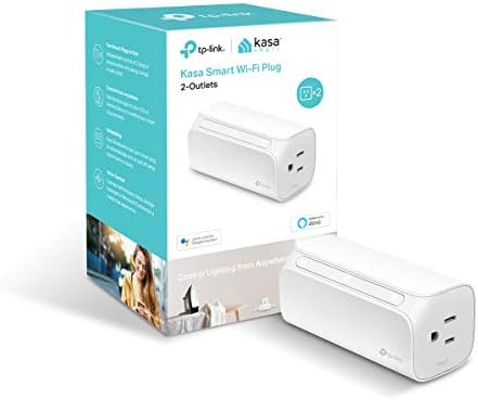 Kasa Smart Plug by TP-Link, Dual Outlet Smart Home Wi-Fi Socket Works with Alexa, Echo, Google Home & IFTTT, No Hub Required, Remote Control, 15 Amp, UL Certified (HS107) , White