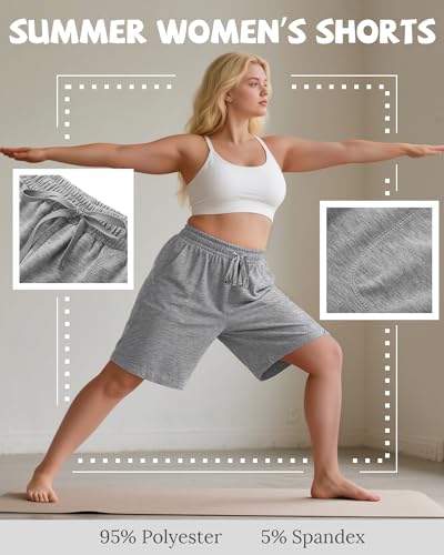 Riyiper 3 Pack Women's Plus Size Bermuda Shorts, Drawstring Elastic High Waist Loose Fit Casual Athletic Bottoms with Pockets4