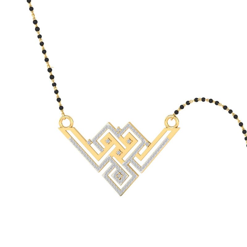 Image of DISHIS 18k(750) Yellow Gold and Diamond Tanmaniya Mangalsutra for Women