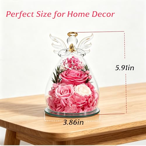Flor de seda eterna personalizada con luz LED y cúpula de vidrio miniatura 6