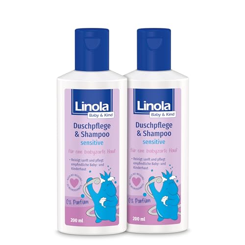 Linola Baby & Kind Duschpflege & Shampoo sensitive - 2 x 200 ml - Für Haut und Haar | 2-in-1 Duschgel & Shampoo für sensible Baby- und Kinderhaut