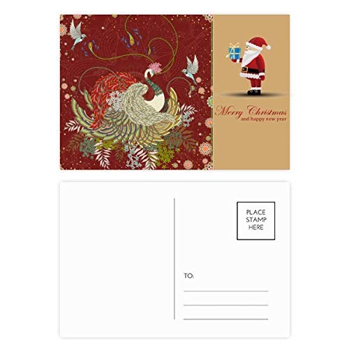 Cartes postales Père Noël feuille et aile de fleurs en lot de 20