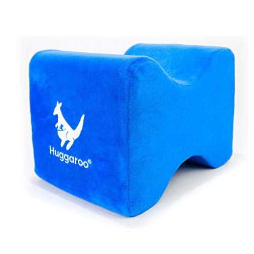 Huggaroo Almohada para Dormir Rodilla Rodilla Almohadilla de la cuña, la Rodilla ortopédica de Almohadas de Espuma de Memoria para el bajo Alivio del Dolor de Espalda Azul 10 x 7 x 7 Pulgadas