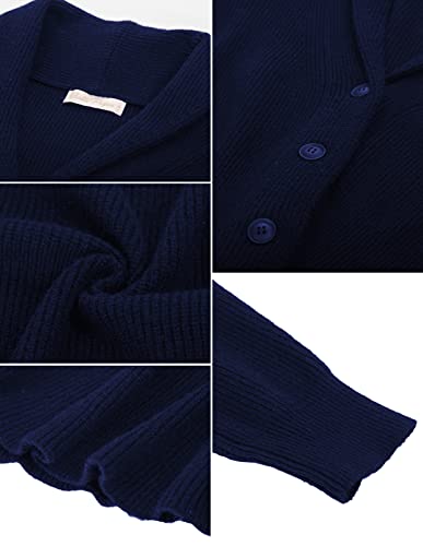 Image of Belle Poque Women Vintage Cardigan Sweater Shawl Lapel Button Down Sweater Outwear Coat