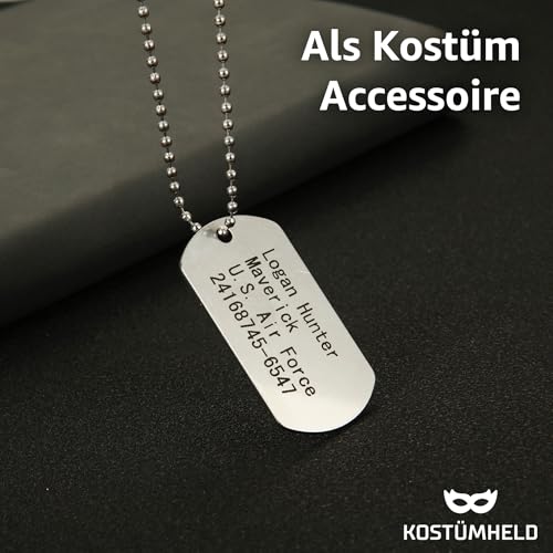 TK Gruppe Timo Klingler Hundemarke US Army Dog Tag - Erkennungsmarke silber, Kette als Soldaten Accessoire für Fasching & Karneval