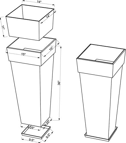 H Potter Tall Planter With Tray Large Outdoor Planters Stainless Steel Antique Copper Flower Pots Decorative Indoor Metal Garden Urn Pot Plant Porch Patio Entryway Hallway #TOP6