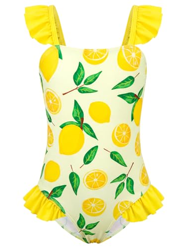 Image of DAXIANG Girls One Piece Ruffle Strap Swimsuit Quick Dry Mermaid Swimwear Beach Sport Bathing Suit for Toddler Kids 4-11 Years