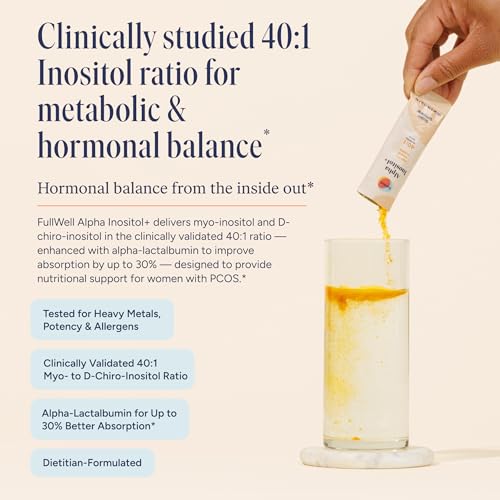 Image of FullWell Alpha Inositol+ Stick Packs - Hormonal, Ovarian & Metabolic Aid - 40:1 Myo-inositol to D-Chiro-inositol - Orange Cream - 60 Count (30 Servings)