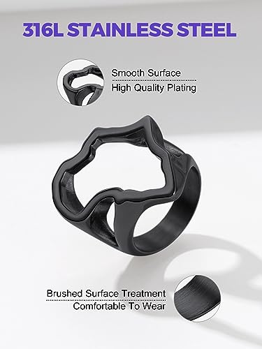 Richsteel Rings for Men Black Rings for Women African Spiritual Jewelry Thumb Ring Stainless Steel Gifts for Couples, Border Size 09