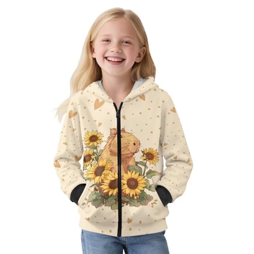 Girls Hoodie Graphic Fleece Jacket Long Sleeve Sweatshirt Full Zip Coat with Hood Spring Fall Winter Outwear